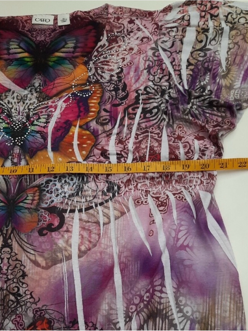 Cato Purple Multicolor Butterfly Short Sleeve Tee - Size XL - Picture 7 of 9